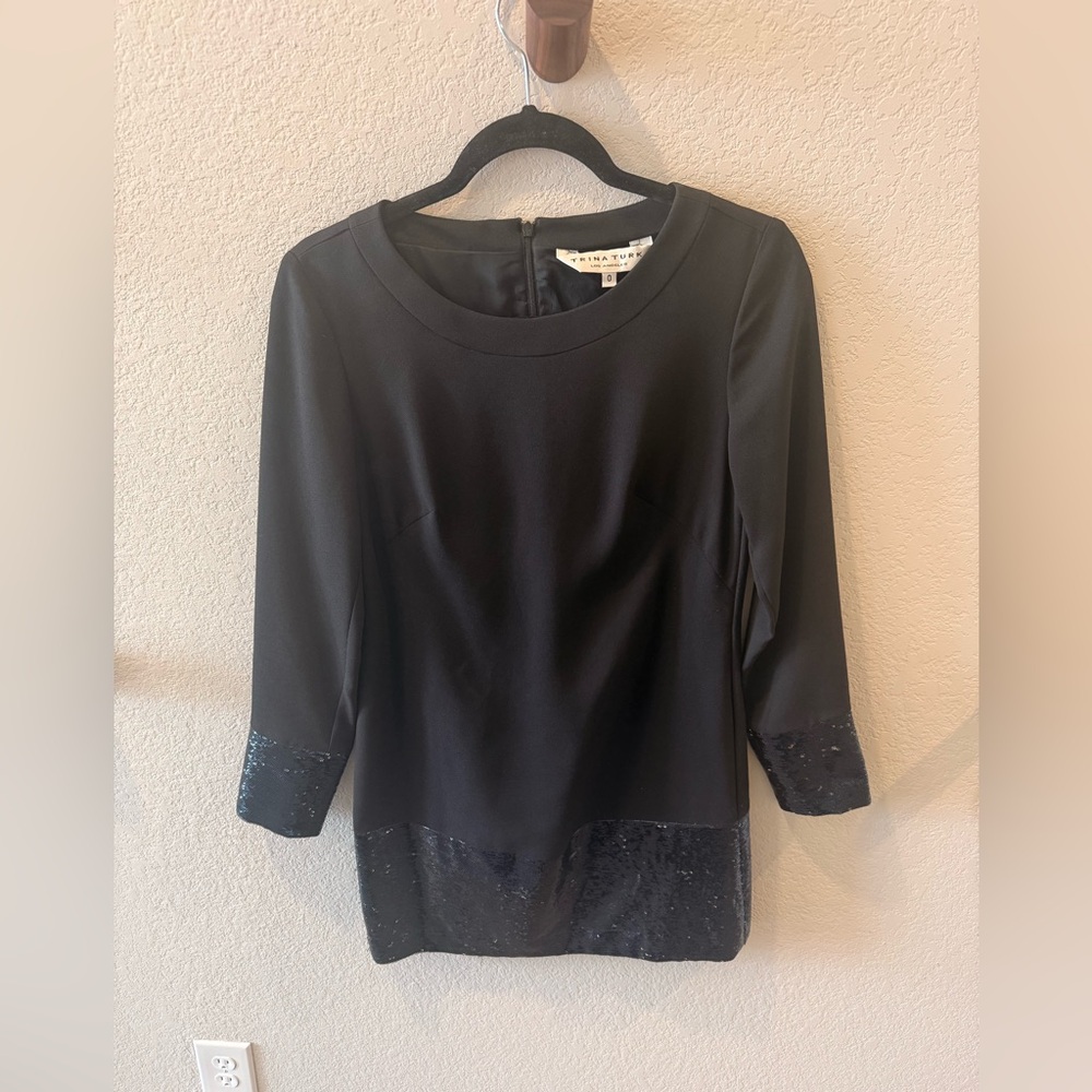 Trina Turk Black Dress with Sequin Accents